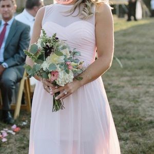 David’s Bridal size 6 long Chiffon Blush Dress